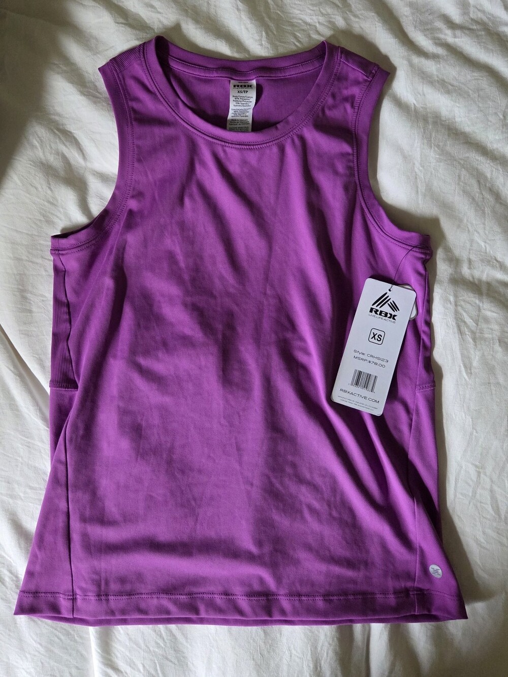 NWT RBX Active Textured Ribbed Back Muscle Tank Top Purple Size XS / S
